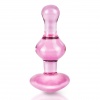 Üvegből készült elegáns anál plug rózsaszín színben, ami alkalmas kezdők számára.