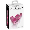 Üveg anál plug Icicles rózsaszín színben, szívecskével a végén ajándékcsomagolásban.