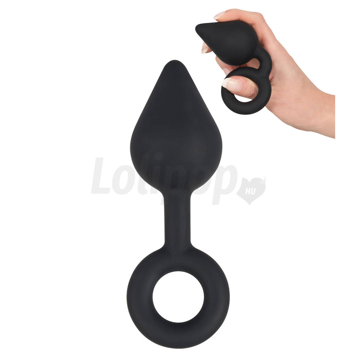 Black Velvet - cseppalakú anál dildó fogógyűrűvel (fekete)