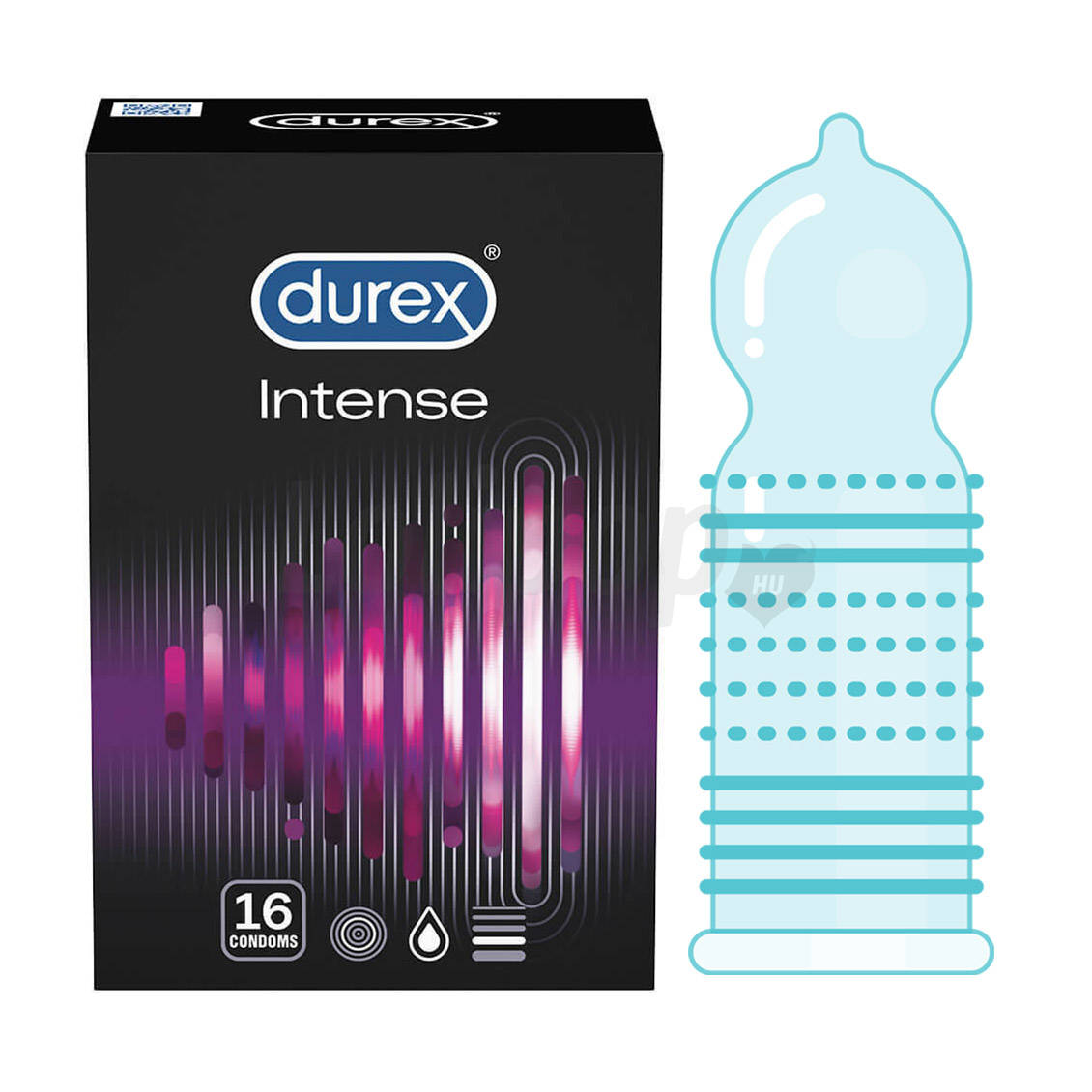 Durex Intense Orgasmic - bordázott és pontozott óvszer (16db)