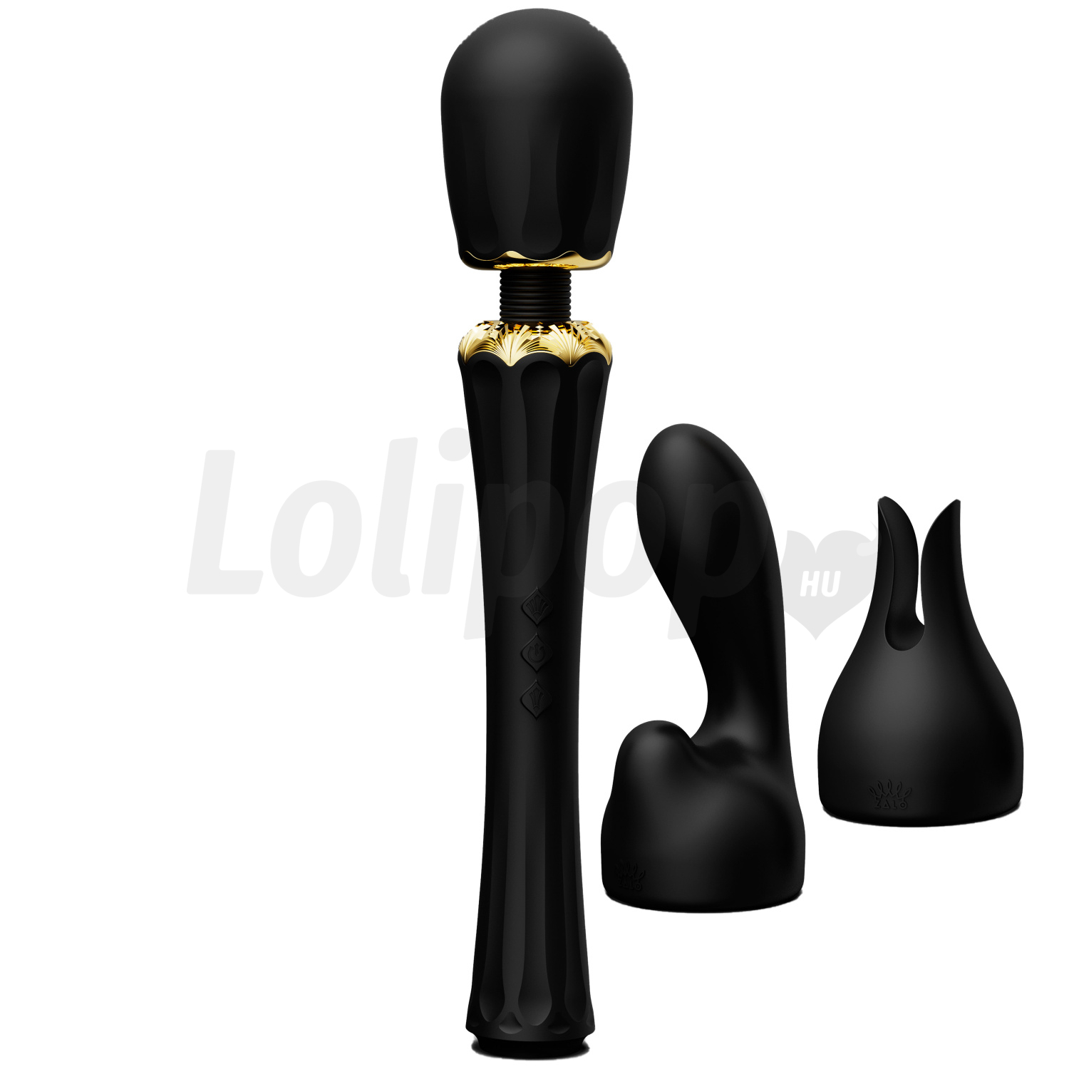 Zalo Kyro luxus masszázsfej szett 2 tartozékkkal fekete/arany