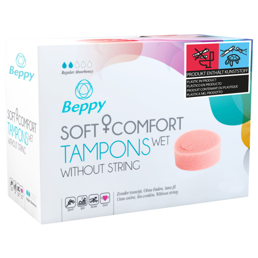 Beppy soft comfort tampons wet without string szextampon csomagolása.