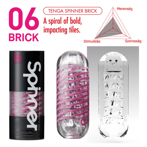 Tenga Spinner Brick maszturbáló amelynek belső struktúrája miniatűr téglalapokból áll.