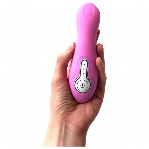 A Joymatic Plus Touch vibe szexuális segédeszköz mérete a kézben tartva.
