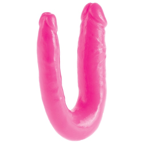 Rózsaszín kétvégű dildó a kettős behatolásra Dillio Double Trouble a Pipedream márkától