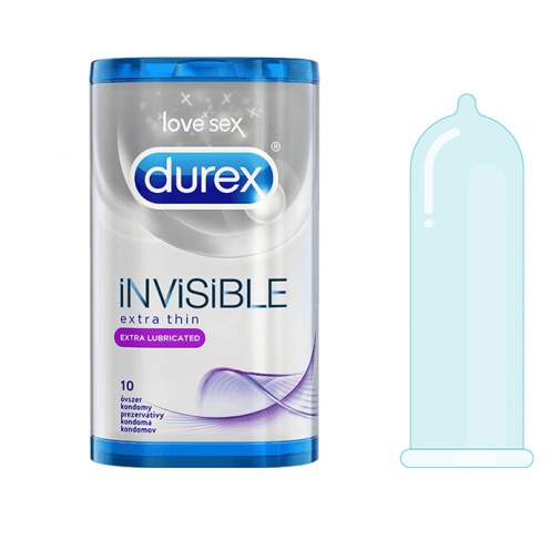 Extra vékony óvszer a Durex márkától, amik ráadásul extra síkosak is - Durex Invisible nagy, 10 darabos csomagolásban