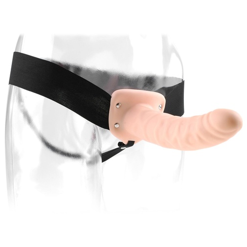 Testszínű strap-on felcsatolható hám üreggel a péniszre