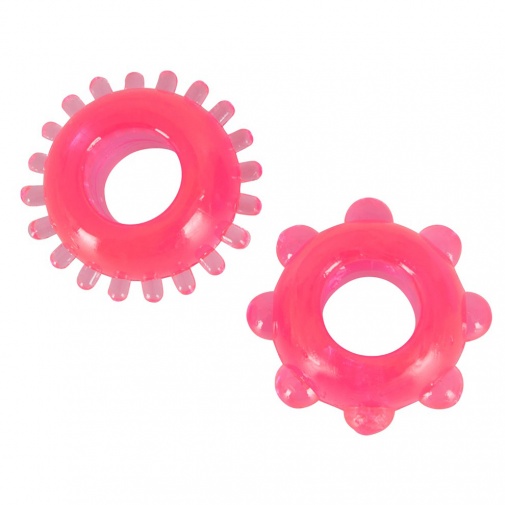 2 darab rózsaszín péniszgyűrű különböző kiemelkedésekkel