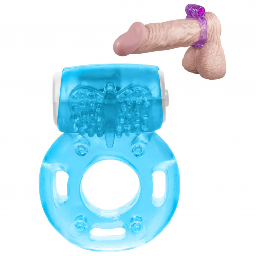 Rugalmas, puha vibráló erekciótartó péniszgyűrű kék színben.