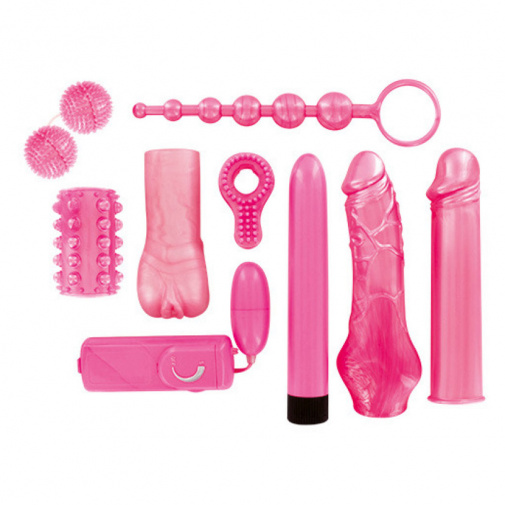 9 szexuális segédeszközből álló szett - rózsaszín