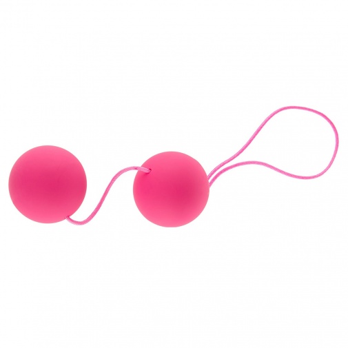 Rózsaszín gésagolyók a medencefenék izmainak megerősítésére a Kegel-gyakorlatok segítségével Funky Love Balls.