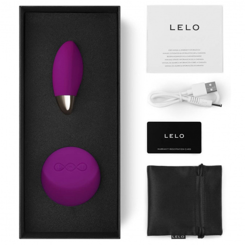 Lelo Lyla 2 csomag tartalmaz egy vibrotojást, vezérlőt, tárolótasakot, USB töltőkábelt