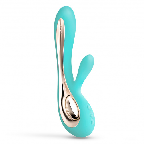 Luxus kialakítású LELO türkiz vibrátor csiklókarral, kellemes szilikonból