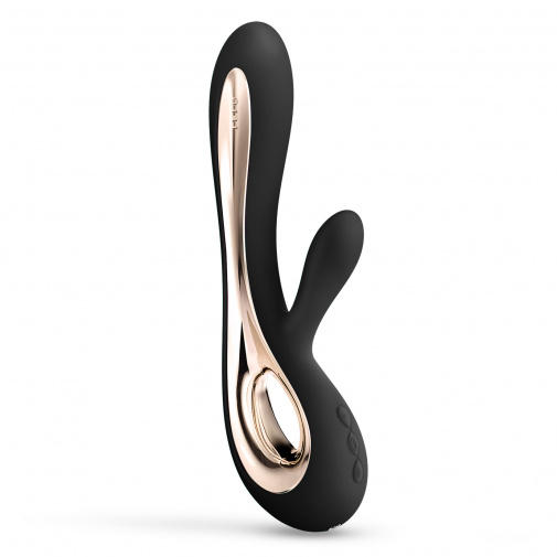 Luxus kialakítású LELO fekete vibrátor csiklókarral, kellemes szilikonból
