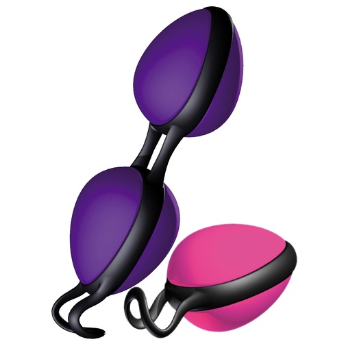 Szilikon gésagolyó szett a medencefenék erősítésére és az orgazmus egyszerűbb elérésére a JoyDivision márkától - Joyballs Secret lila/fekete golyók és egy rózsaszín golyó