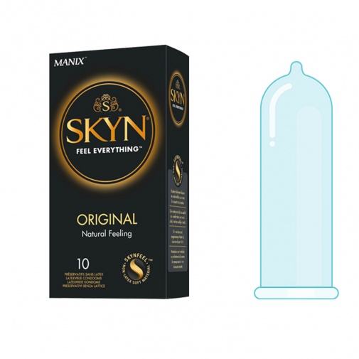 Manix Skin Original 10 darab latexmentes óvszert tartalmazó csomagolás, allergiások számára is alkalmas.