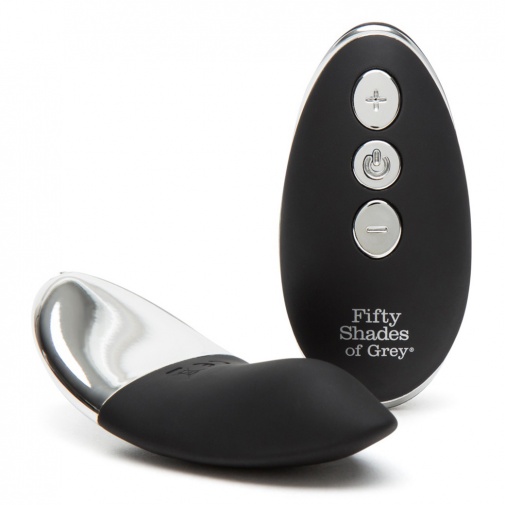 Luxus tölthető szilikon mini vibrátor Fifty Shades of Grey fekete-króm színben vezeték nélküli távirányítóval ellátva