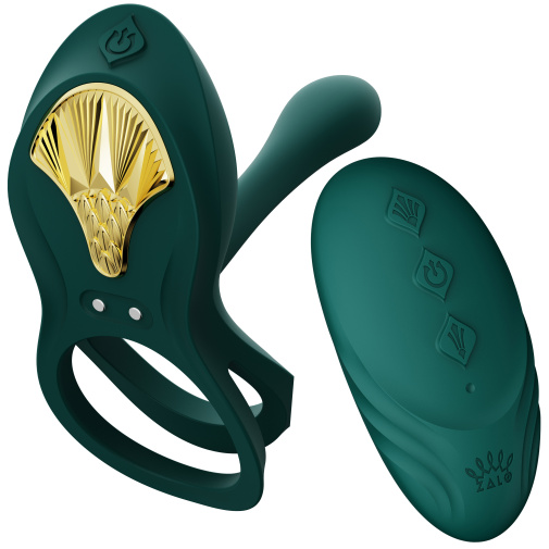 Zalo Bayek okos páros vibrátor erekciós gyűrűvel smaragdzöld/arany