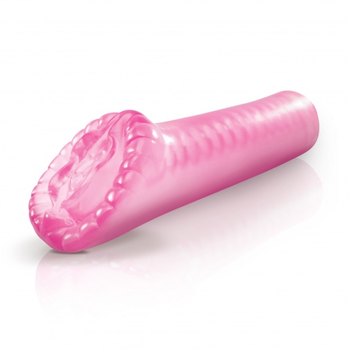 Vagina alakú rózsaszín maszturbáló, áttetsző anyagból extra hosszú, 18 cm-es - Pipedream Extreme Super Cyber Snatch.